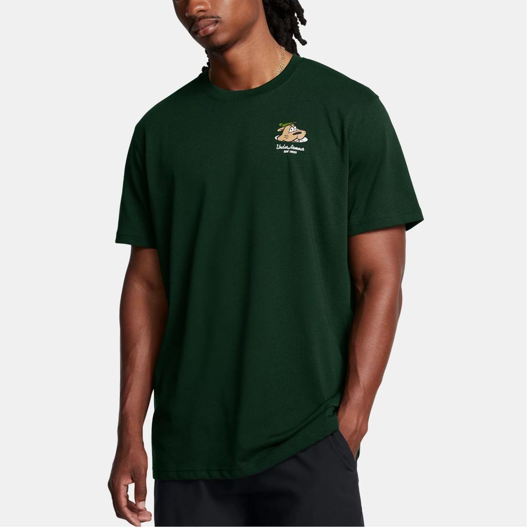 Under Armour Golf Goin Fashion Pohodlné tričko s krátkým rukávem a kulatým výstřihem s nápisem Pánské topy Lesně zelená 1386789-301