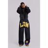 LUXEON American-style Street Letter Printed Jeans, Straight-leg Trendy Brand Loose Denim Pants