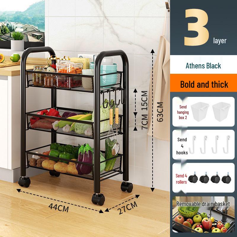Multi-Layer Mobile Storage Rack for Kitchen, Bedroom, and Bathroom