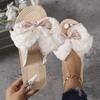 Women's Fashion Trend, Anti Slip and Wear-resistant Diamond Inlaid Bow Tie, Flat Heel Flip Flop