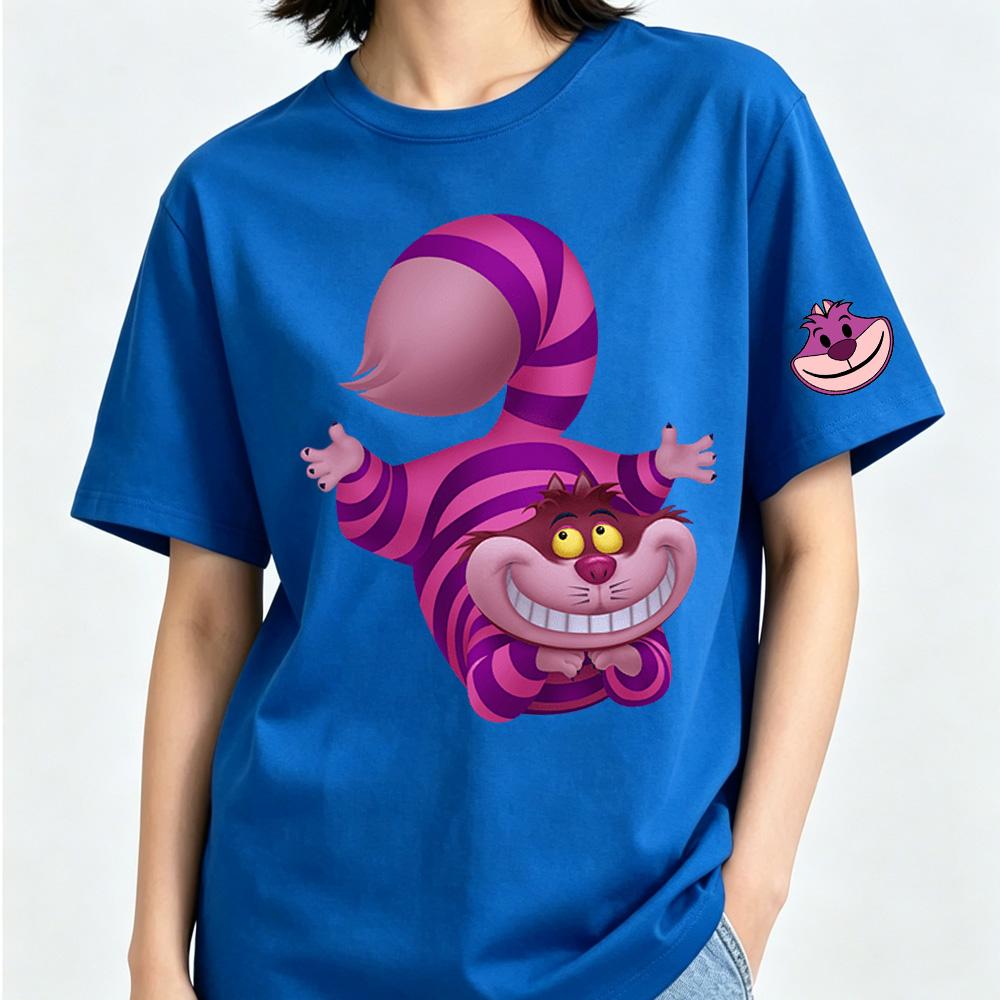 Alice's Adventures In Wonderland Cheshire Cat Anime Cartoon 2026 Newest Trend Harajuku Men and Women Fashion Casual Cotton T-shirt