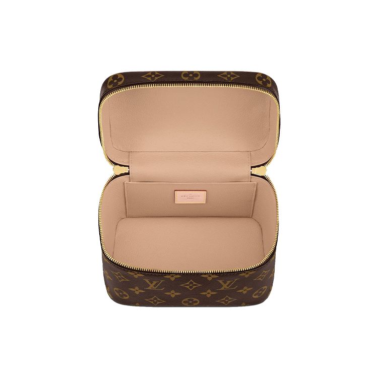 Louis Vuitton Pěkný Elegantní Tvar Lv Monogram Kovová Hlava Zipu Potahované Plátno Kosmetická Taška Kabelka Mini Dámské Kabelky Hnědá M44495