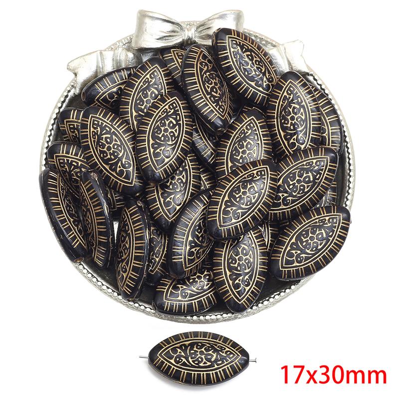 

Акрилові намистини Бароко Ретро Золоті У формі квітки Плоскі круглі намистини для виготовлення ювелірних виробів DIY Браслети Намисто 17x30mm 10pcs чорний