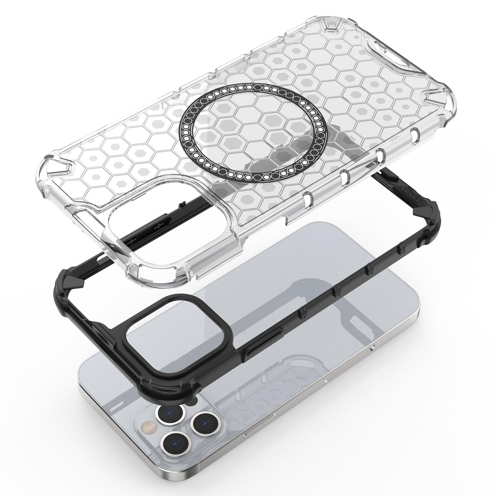 

For iPhone 12/12 Pro Magnetic Case Honeycomb Anti-Drop TPU+PC Phone Cover Green