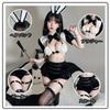 Bunny Girl Cosplay Sexy Erotic Extreme Short Sleeve Lingerie Babydoll Halloween Costume Cute Popular Moe Photoshoot Set [Sekuee] Women's 7-piece