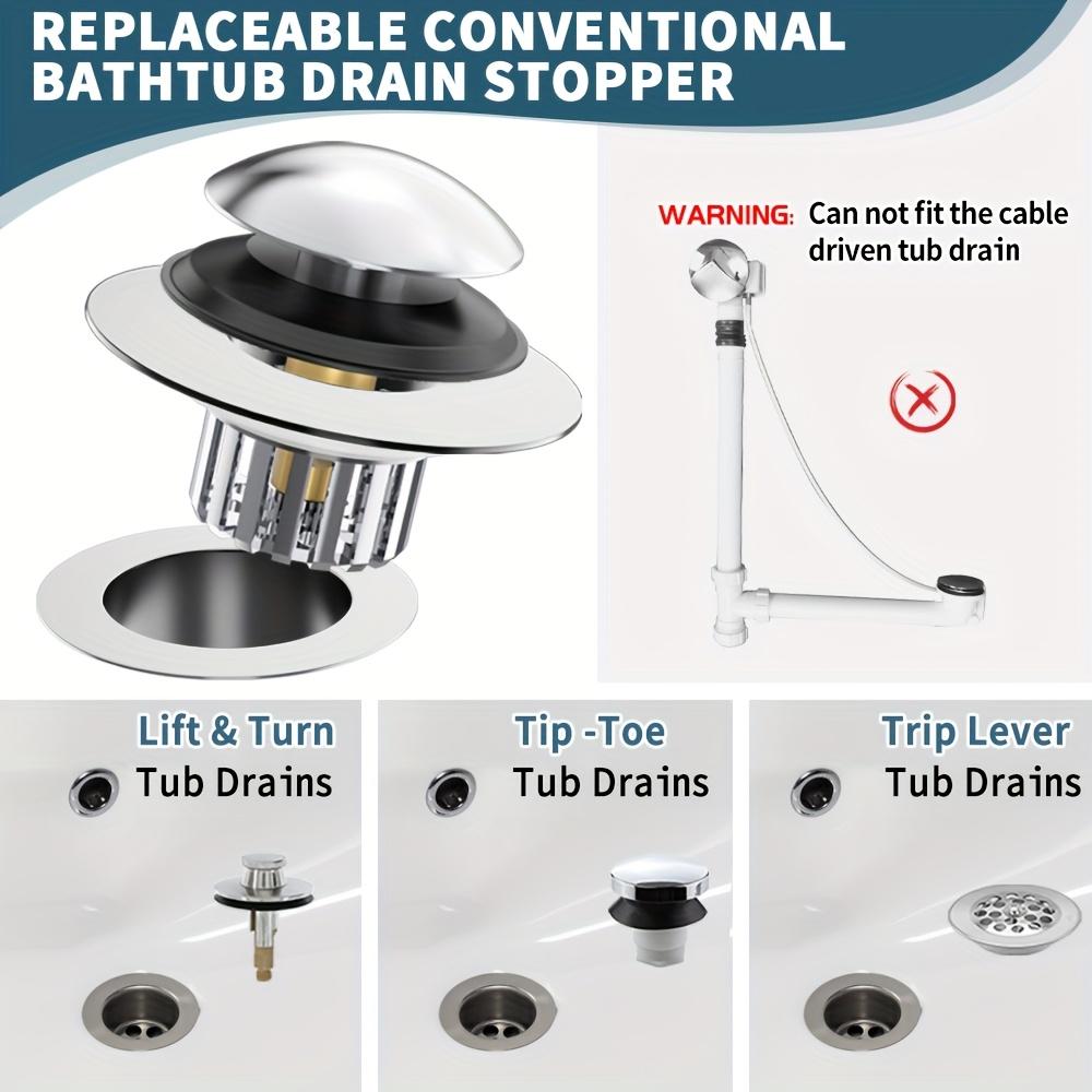 1pc Brass Bathtub Drain Stopper with Hair Catcher, 2-in-1 Pop-up Tub Stopper, Anti-Clogging Filter Basket, Fits 1.45-1.8" Drain Shoe