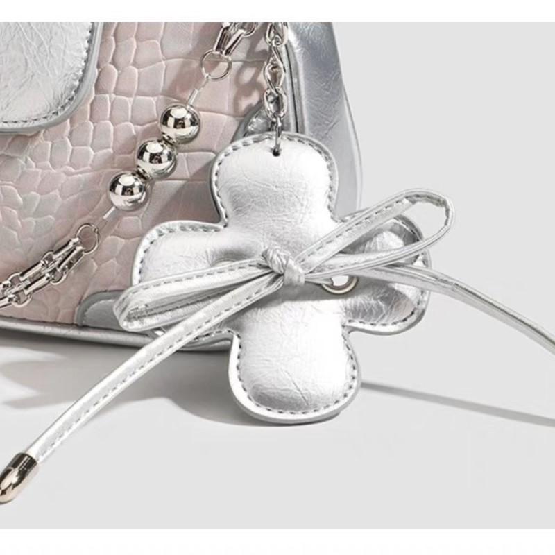 JIAERDI Sweet Cute Silver Underarm Bag For Women Summer Leather Chic Chain Shoulder Crossbody Bags Ladies Fairycore Y2k Handbag