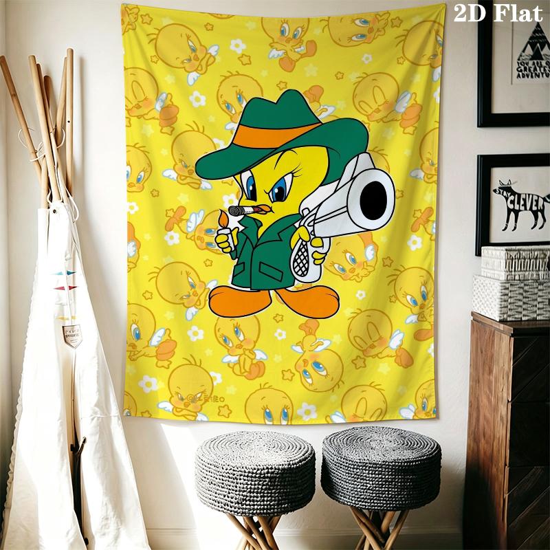 Tweety Bird Wall Tapestry Aesthetic Wall Hanging Printed Fabric Blanket Decorative Tapestries for Bedroom Living Room Home Decor