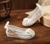 Xiuhua Women's Pearl Tassel High Heels - Ancient Style Pointed Toe Wedding Shoes for Bride, Hanfu Toasting Shoes