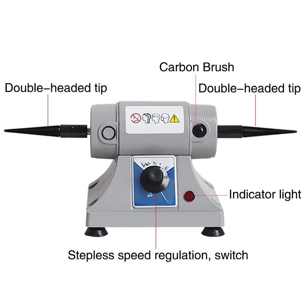 Double-Head Tabletop Cloth Wheel Polisher Small Power Adjustable Speed Double Head Polisher Desktop Jewelry Polishing Machine