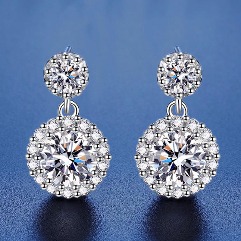 

Серьги из стерлингового серебра 925 пробы с муассанитами: Простые круглые пусеты с муассанитом цвета D 1 карат. 1 Carat Zircon