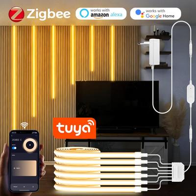 Tuya Zigbee LED Neon Light Strip 24V 6 In 1 1M 2M Dimmable Tape For Under Cabinet Acoustic Wooden Panel TV Background Wall Decor
