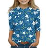 Print Tops For Youth Girls 5-16 Years Round Neck 3/4 Sleeves T-Shirts Trendy Tops Outfit Tees