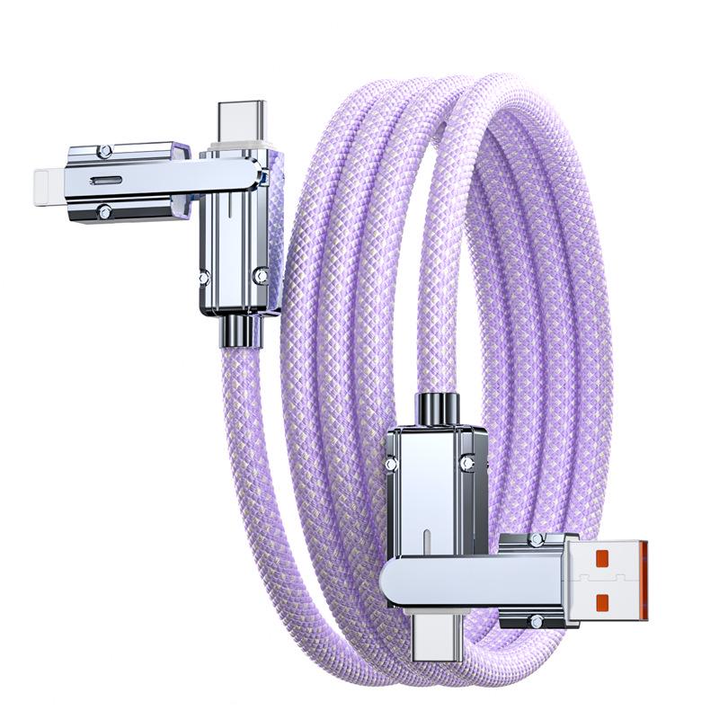 100W Super Fast Charging Braided Cable: Multifunctional 2-in-2 for Computers, Data, and Mobile Phones