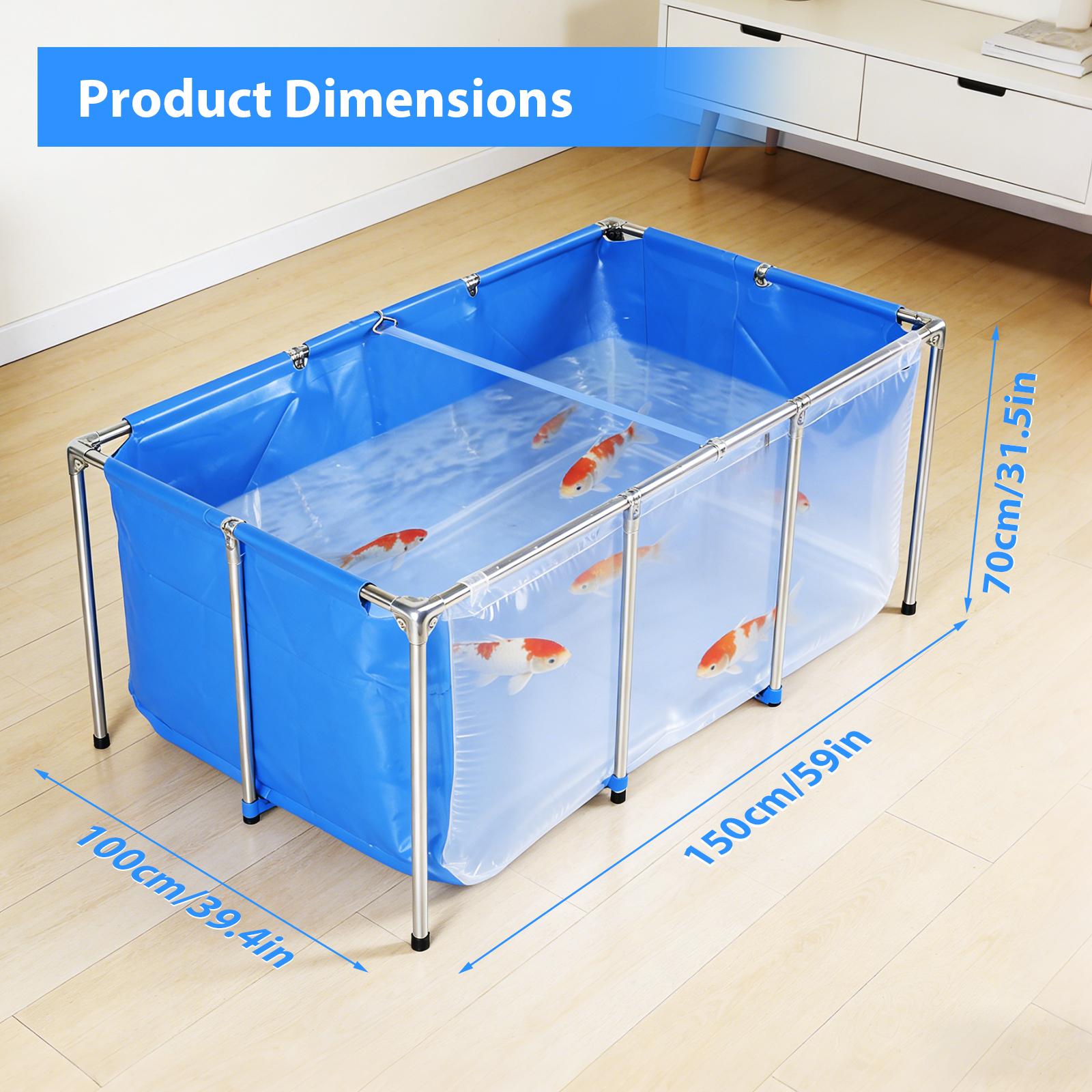 Above Ground Goldfish Tank with Frame & Drain Valve Transparent Fish Pond Clear Viewing Panel for Fish Breeding & Garden Display