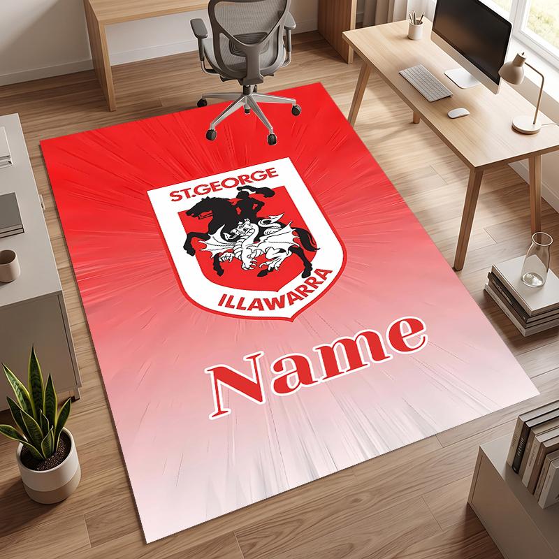 St George Illawarra Dragons (5) Personalized Name Office Carpet Stylish Decor for Living Room Bedroom Kitchen