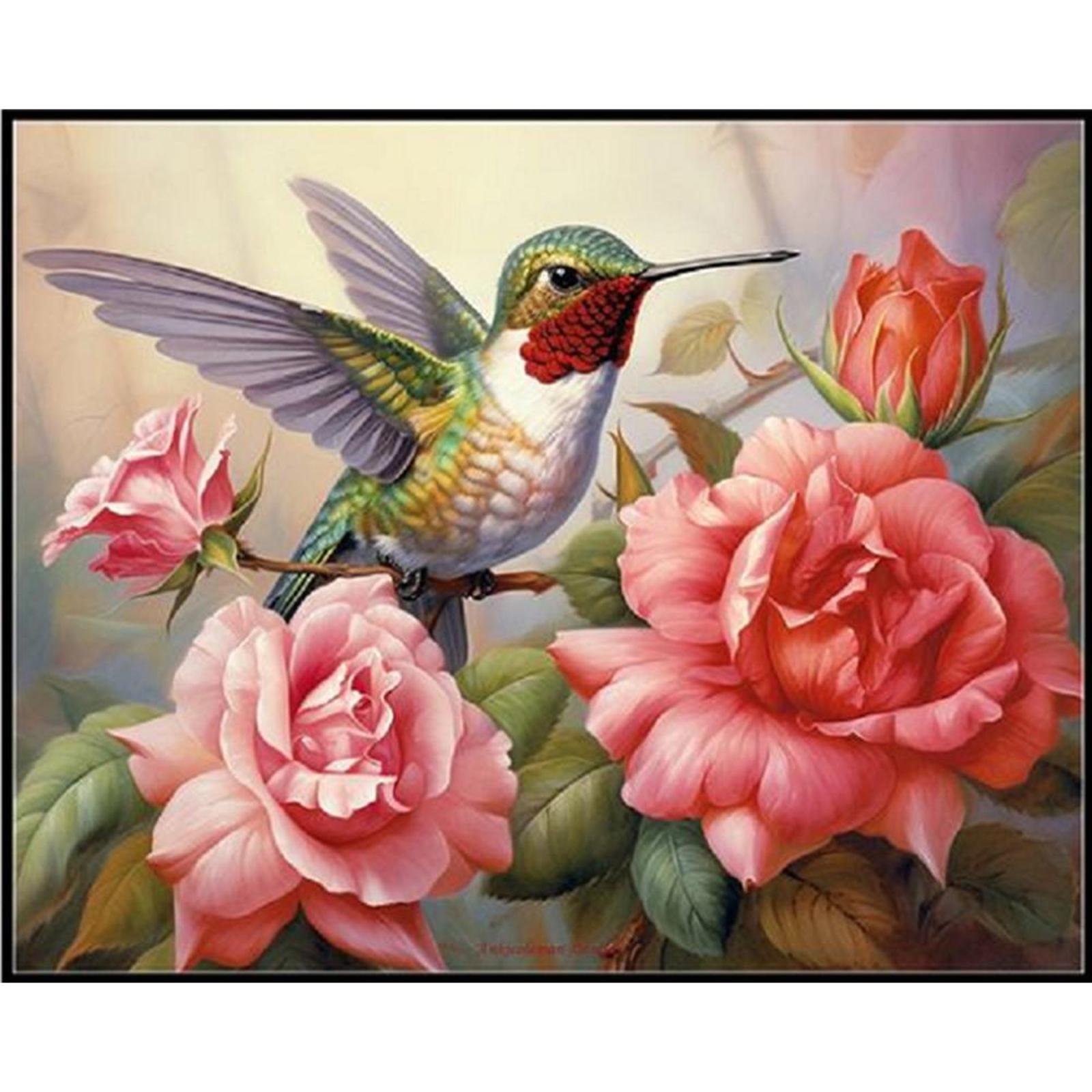 5D DIY Полный квадратный Алмазная мозаика Цветок Колибри Домашний Декор 50x40см China Mainland