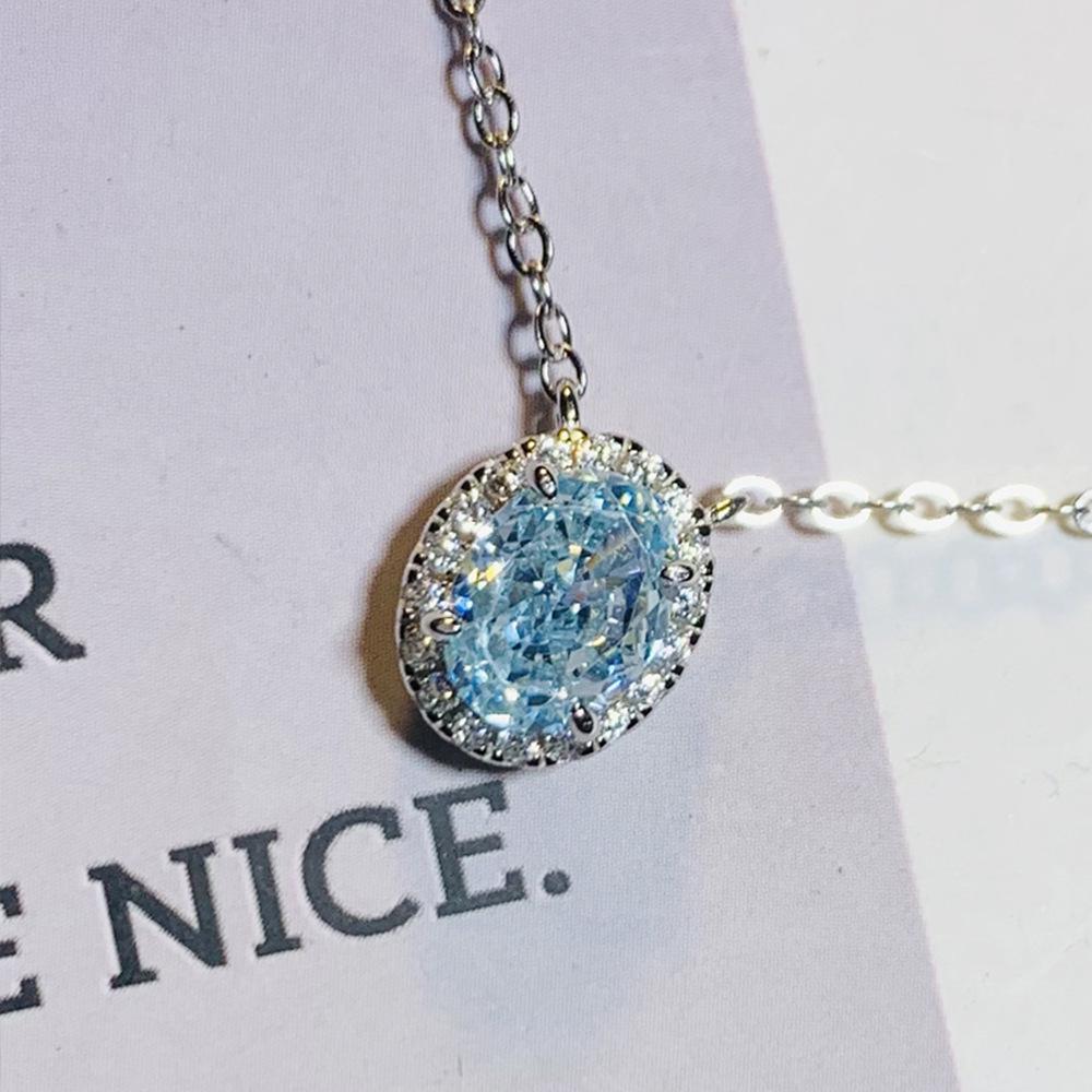 

Xiancan Jewelry Кулон из серебра S925 с сияющим овальным бриллиантом высокой чистоты 6x8 мм 925 Silver синий