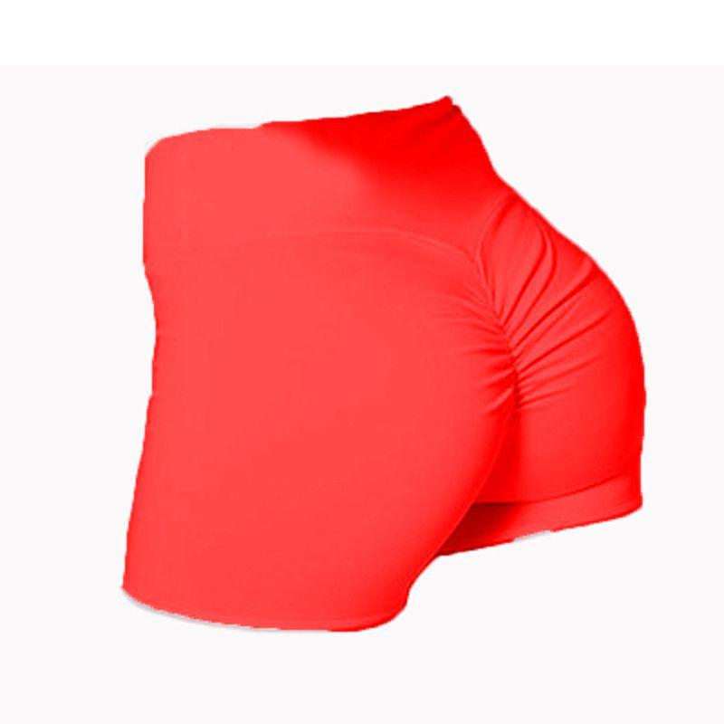 Damen Yoga Shorts mit hohem Bund Push Up Gerafft Sport Hotpants Lässig Fitnessstudio Workout