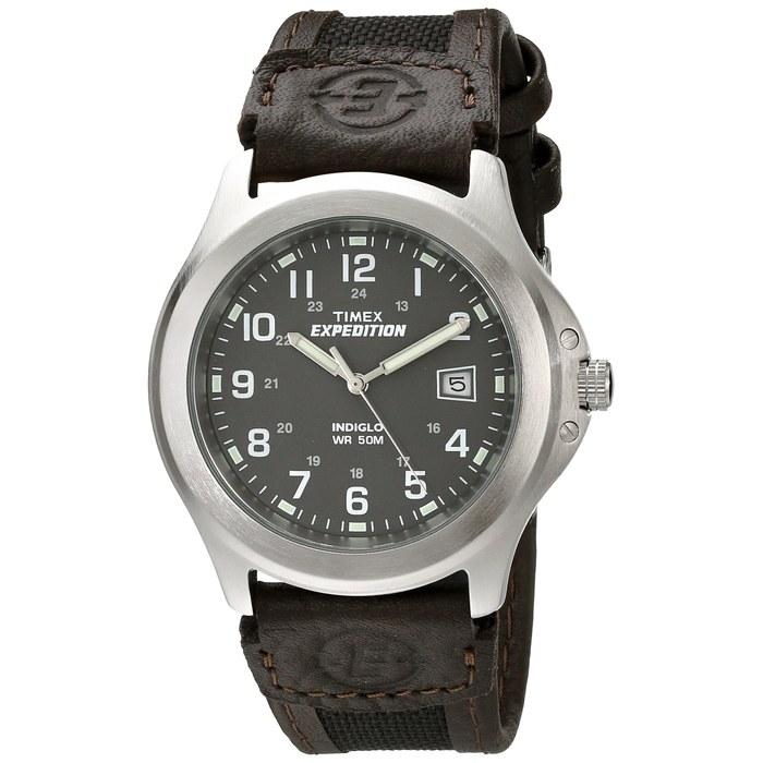 Timex Expedition T40091 Metal Field Watch Black/Brown Nylon/Leather Strap