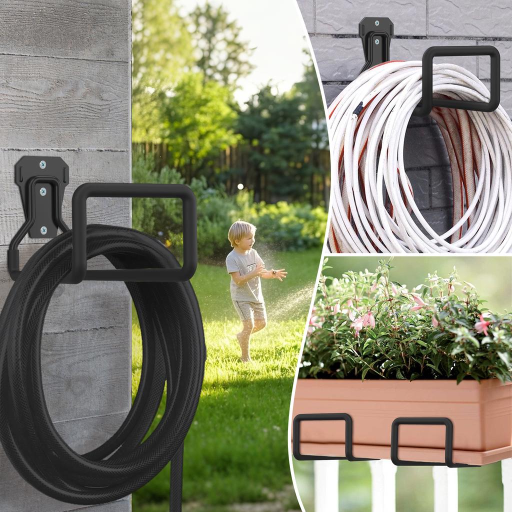 3Pcs Garden Hose Holder Metal Rust Resistant Water Hose Hanger Hanging Hose Reel Hooks Multi-purpose Outdoor Garden Storage Rack