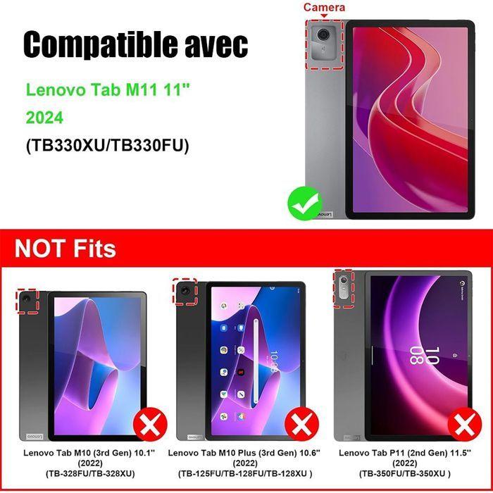 Hülle für Lenovo Tab M11 2024, Stoßfeste Schutzhülle mit Rotierendem Ständer, Rotes Leder-Effekt