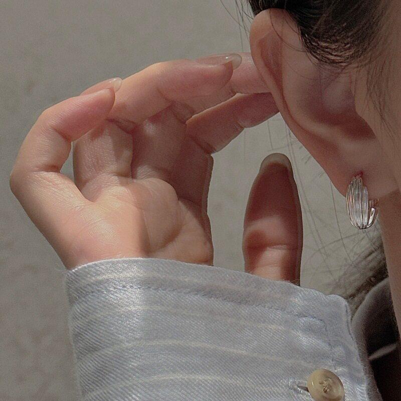 VENTFILLE 925 Sterling Silve Hoop New Chinese Style Earring for Women Versatile Seed Texture Sensation Jewelry Gift Dropship