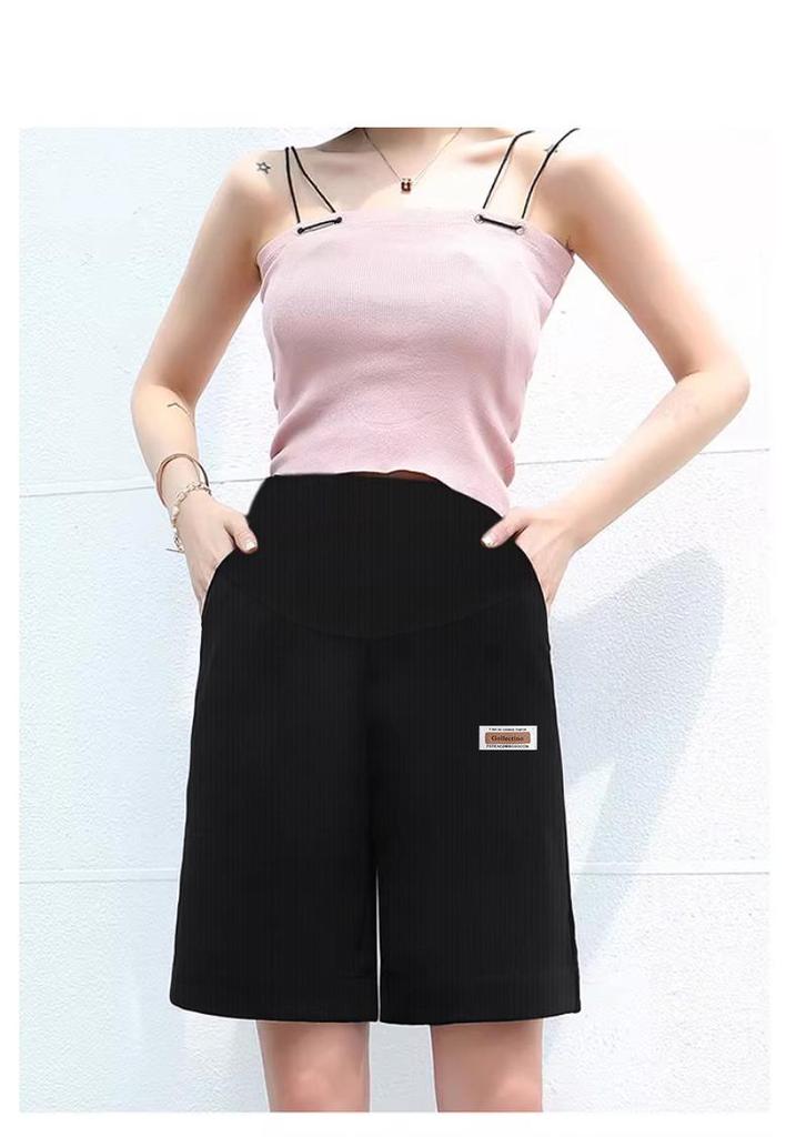 Shorts de Suporte para Maternidade de Alta Elasticidade: Calças de Verão Antiderrapantes, Largas, de Cinco Pontos para Gravidez