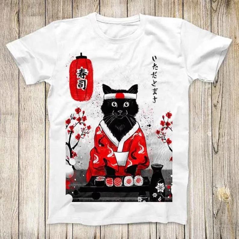 Japanese Sushi Cat Kitten Limited Edition Anime Manga Top Tee XL