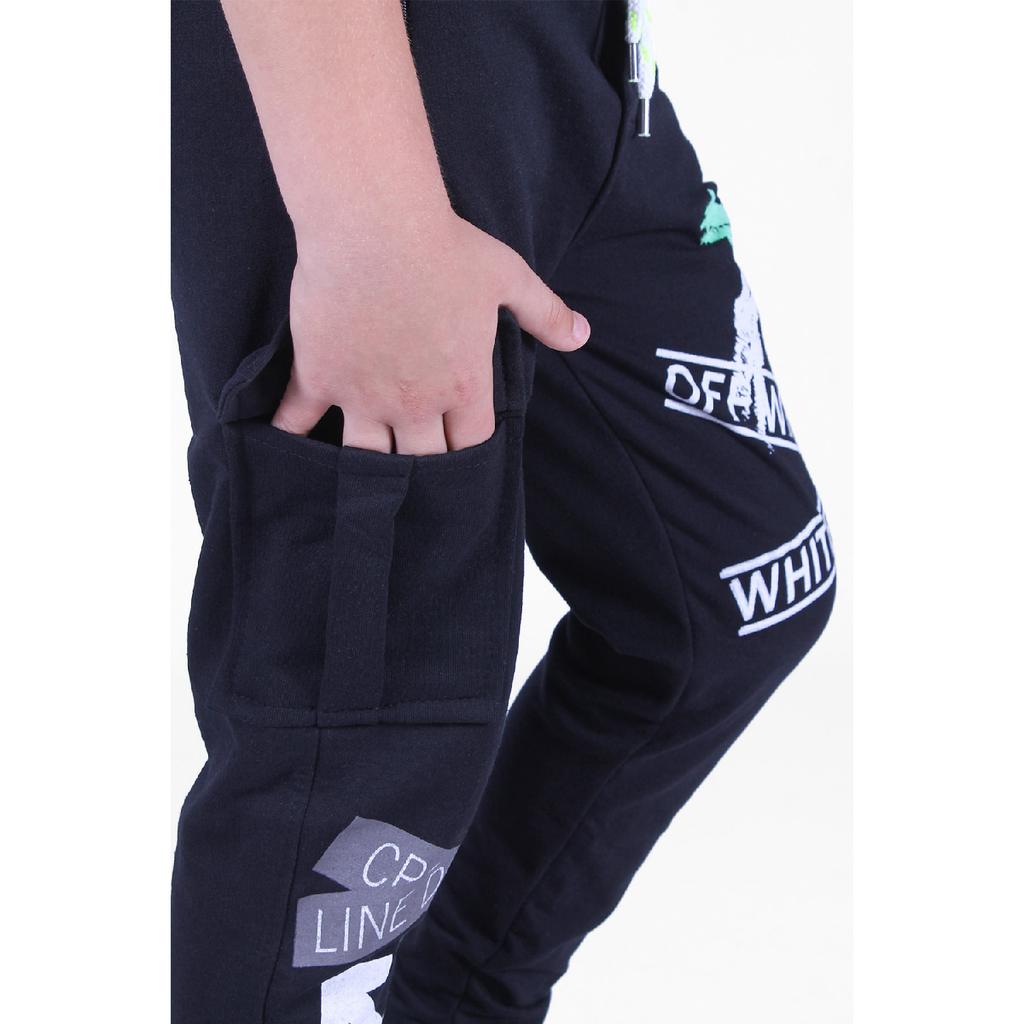Navy Blue Text Printed Male Tracksuit Six