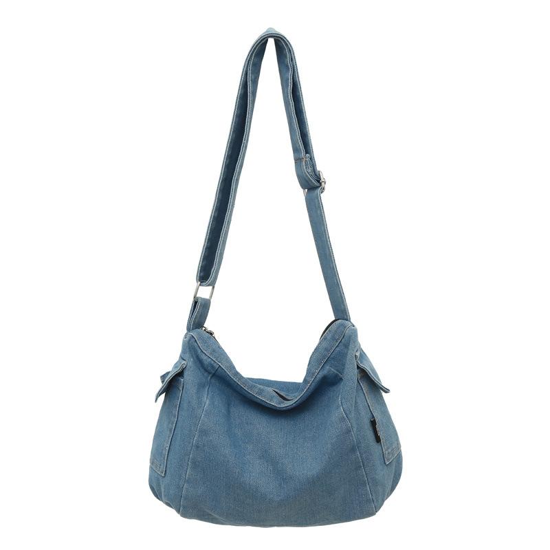 Denimveske Ensfarget Dame Skulderveske Crossbody-veske