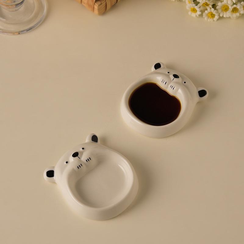 Ceramic Small Flavor Plate, Cute Little Dog Sauce Plate, Butter Small Plate, Mini Sushi Soy Sauce Dipping Bowl