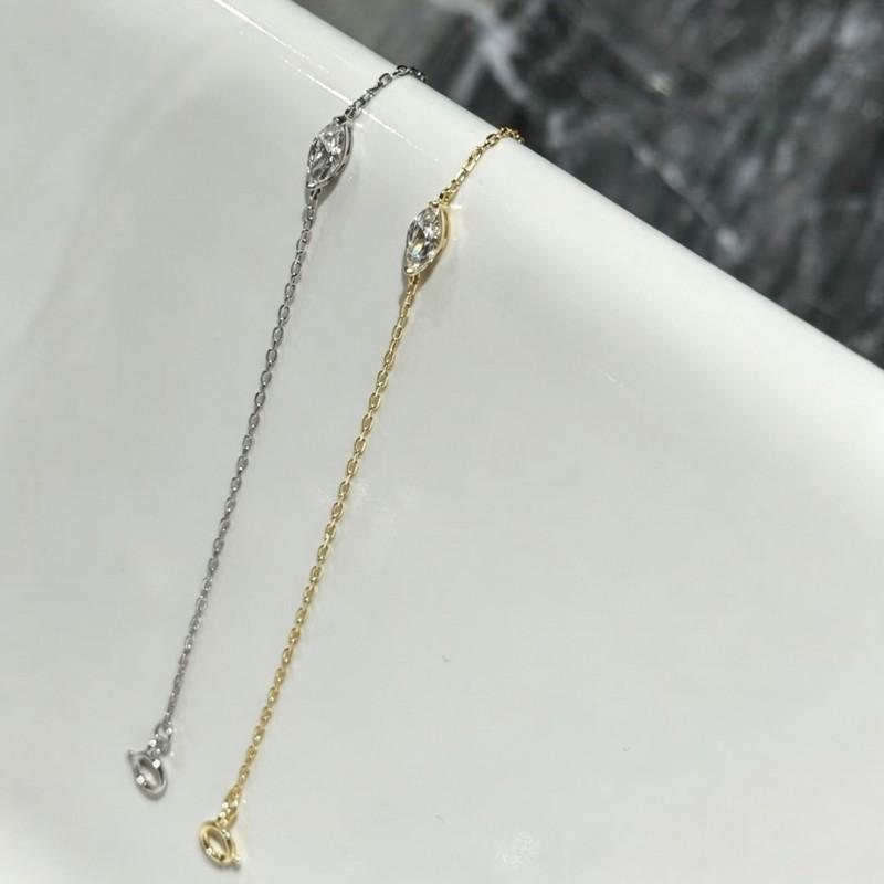 Sterling Marquise Zircon Minimalist Bracelet Women Vintage Chic Stackable Dainty Jewelry