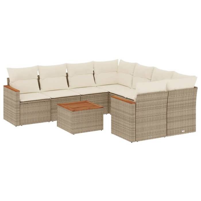 VidaXL Garden Lounge Set with Cushions 9 Pcs, Patio Sofas, Patio Furniture Set, Outdoor Furniture, Beige 3225827