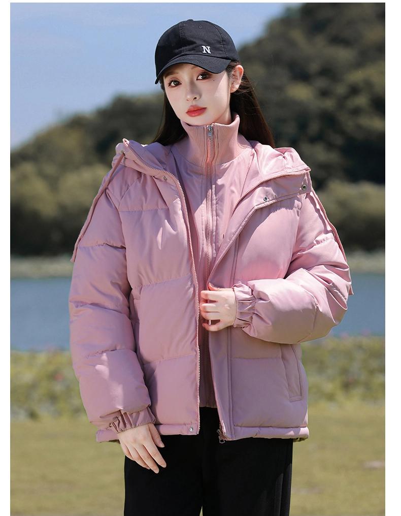 Fake Two-piece Stand Collar Hooded Warm Cotton Coat Winter Jacket