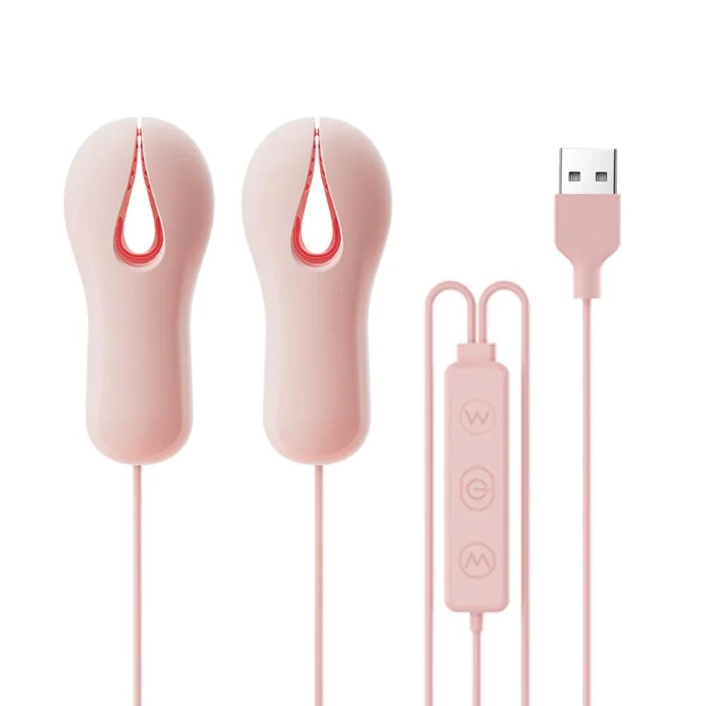10 Modes Electric Nipple Clamp Breast Massage Vibrator Enhancer Bondage Adult Stimulator Sex Toys for Women Couples Female