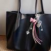 Hand-Woven Heart-shaped Mobile Pendant PU Single Button Tassel Keychain  Birthday Parties