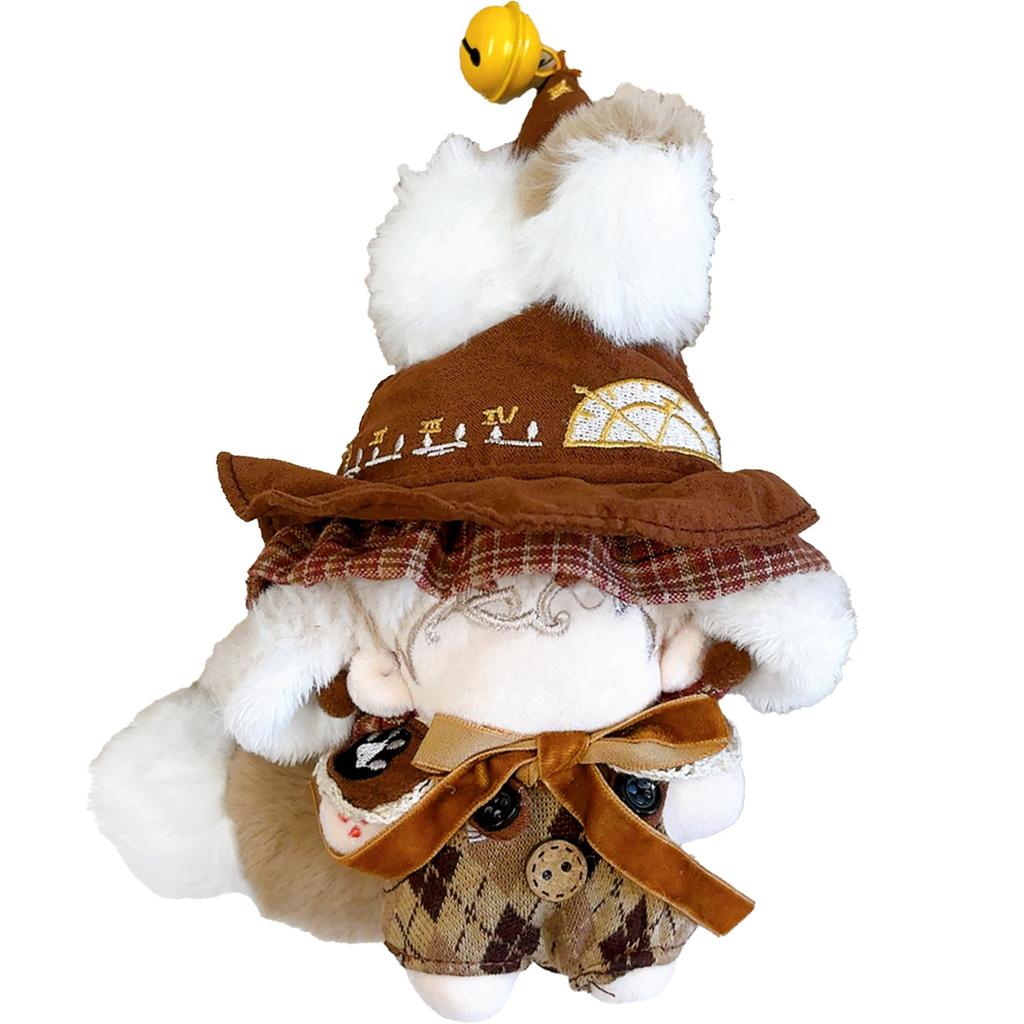 Wizard Plush Clothes [Hat, Tail, Overalls, and Collar Set] for 10cm, Brown, Plush Clothes, Kigurumi Accessories, Otaku Activities, Doll, Mascot,