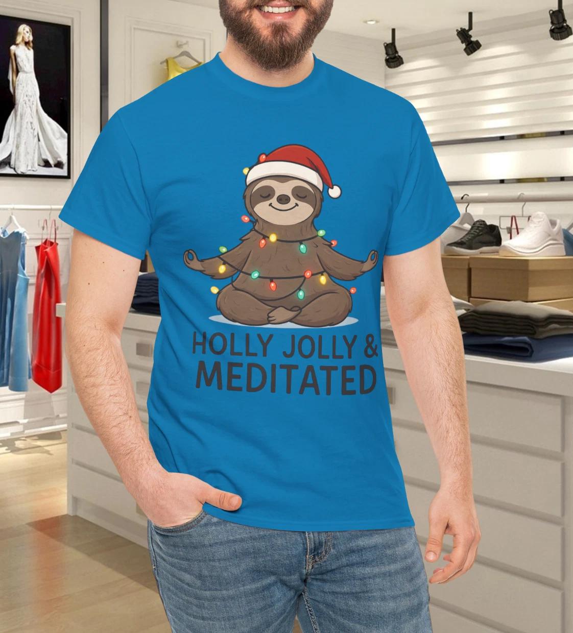 

Meditated Shirt, Sloth Yoga Christmas Graphics T-Shirt L