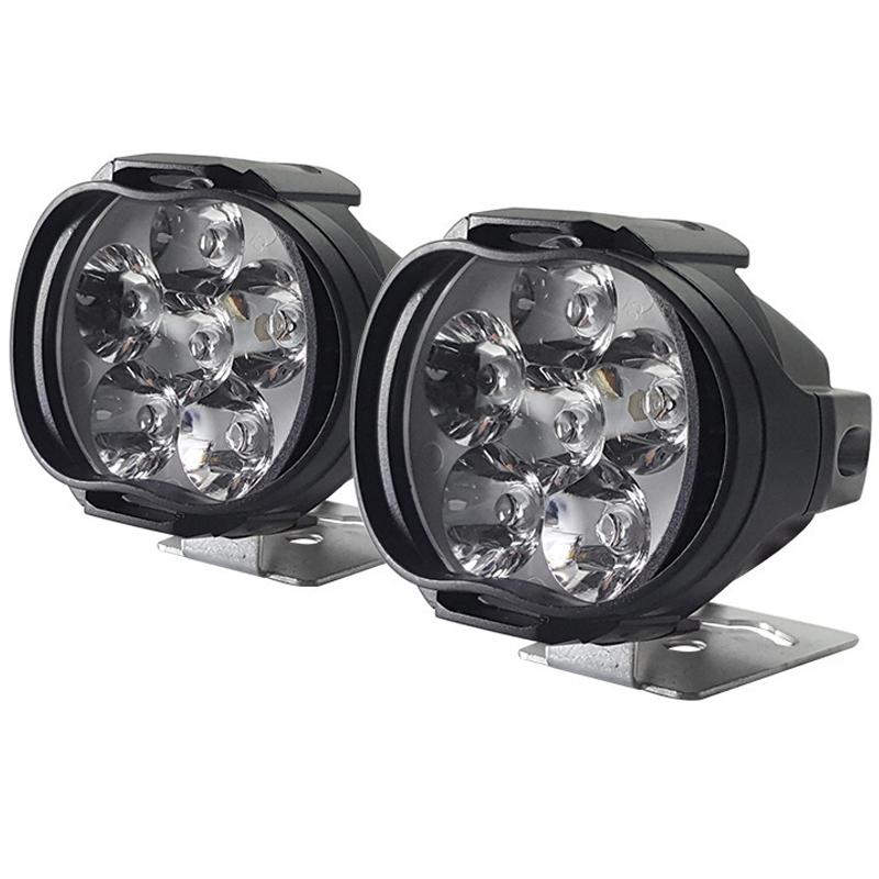 2Pcs 6 LED High Bright Spot Light Waterproof Motorcycle Headlight Auxiliary Lamp Spotlights Fog Bulb Work Lights Control Switch