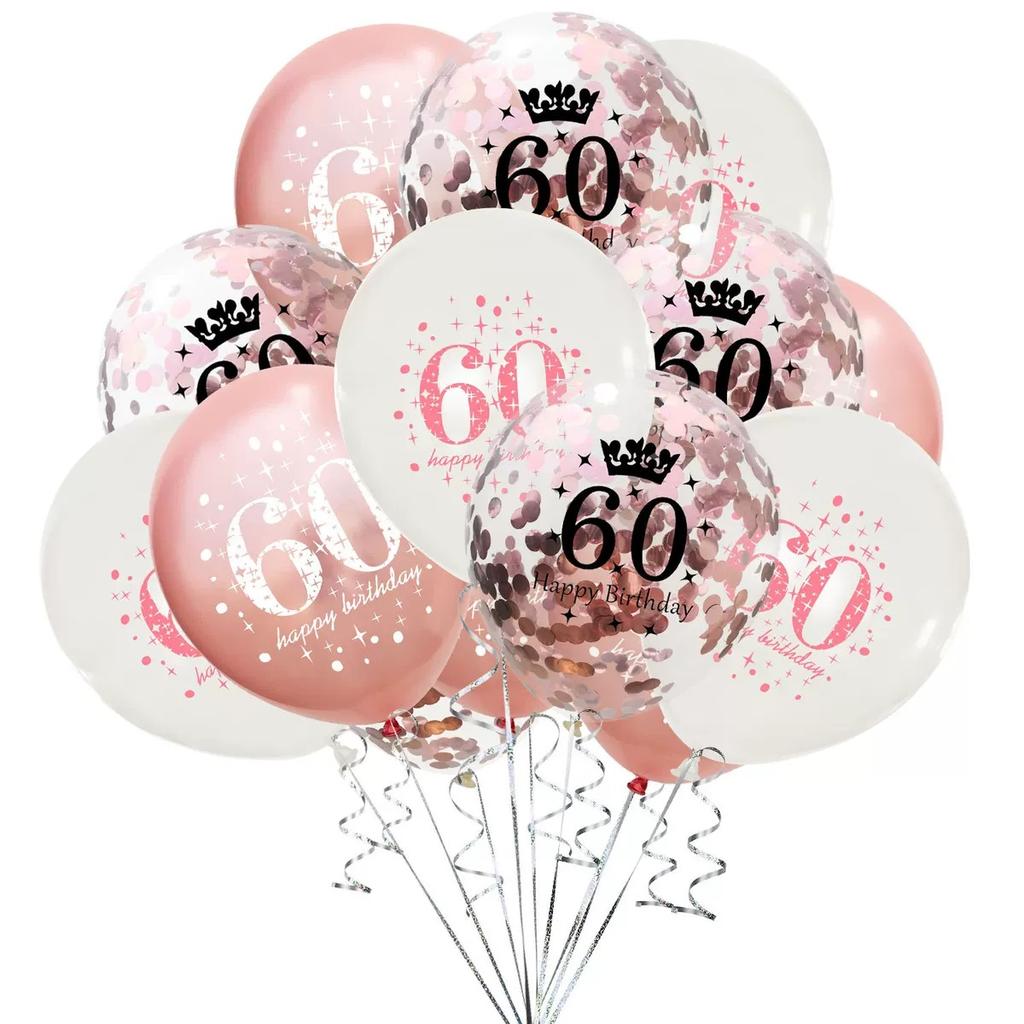 15pcs Birthday Inflatable Confetti Number Balloons 18 21 30 40 50 60 70 Year Party Decoration Adult Digit Helium Birthday Balons