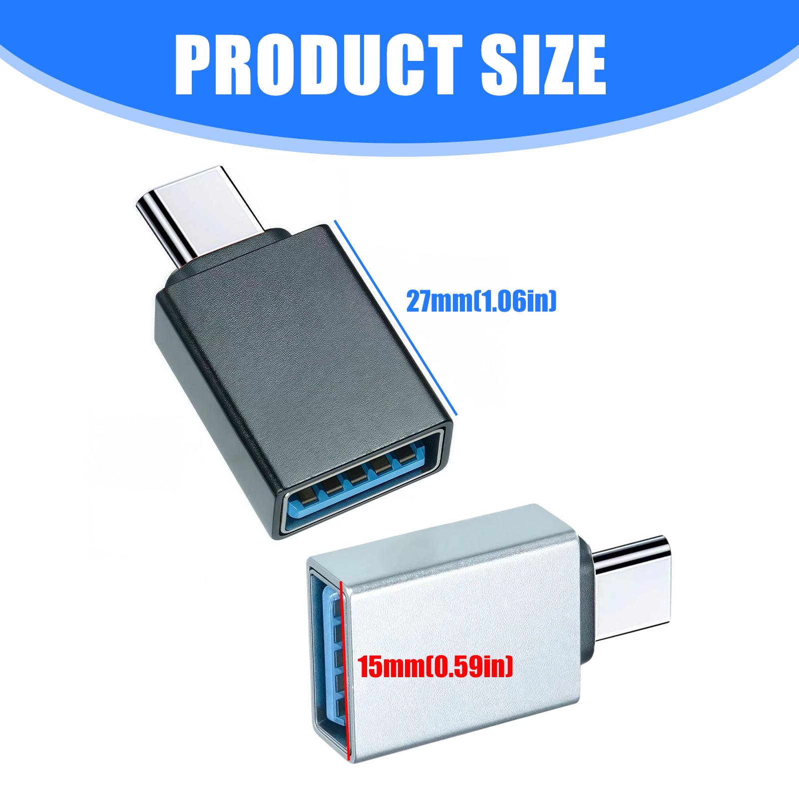 

OTG USB C Male To USB Female Adapter For Direct U Disk Reading On Phones Metal Material чорний