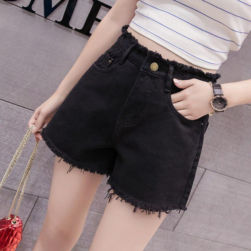 Denim Shorts Women's Summer High Waist New Temperament Lady Wearing Rough Edge Short Pants Tide