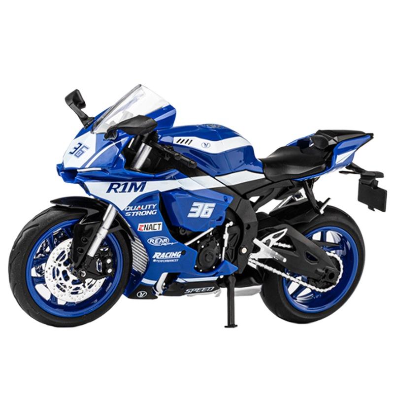 

1/12 Yamaha YZF-R1M Alloy Racing Motorcycle Model Diecast Street Sports Motorcycle Model Simulation Sound and Light Детские игрушки Подарок синий