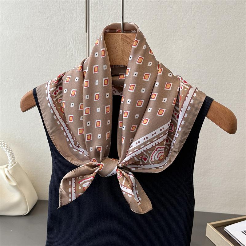 New ethnic- border printed imitation silk square scarf shawl neckerchief high-end neck-tie small square scarf silk