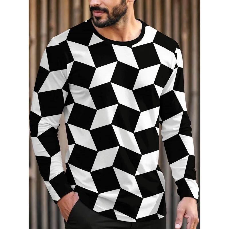 Autumn Men's 3D Printed Crew Neck Long Sleeve T-Shirt