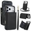 Crossbody Leather Wallet Phone Case For iPhone 17 Pro Max Air 17e 16e 15 14 Plus 13 12 Mini 11 Card Holder Wrist Strap Cover