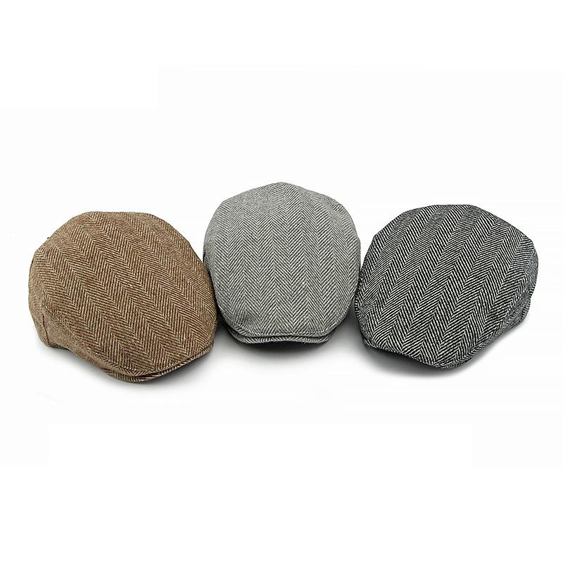 Bărbați Toamnă Iarnă Beretă în dungi în oase de pește