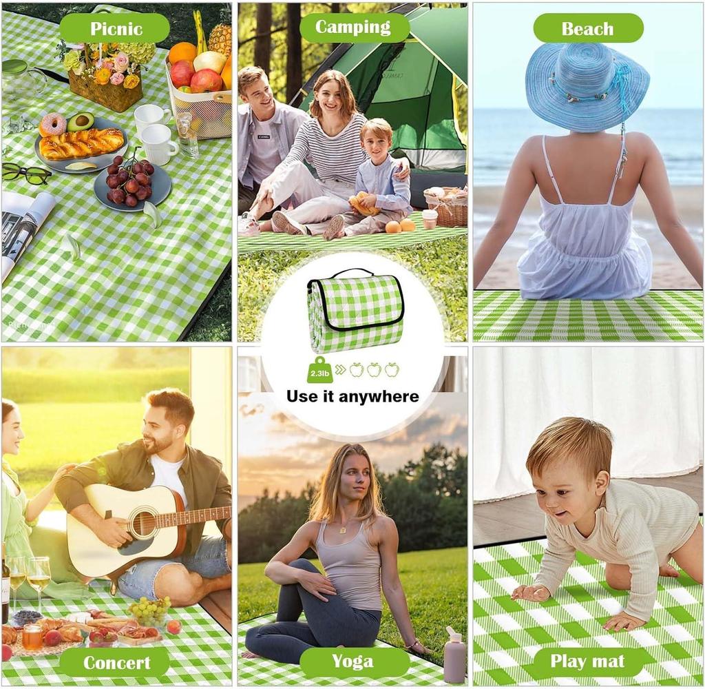Extra Large 3 Layer Picnic Blanket, Waterproof Thickened Foldable Outdoor Mat for Beach Camping Park Home