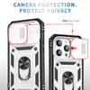 For iPhone 15 Pro Max Kickstand Case Card Holder PC+TPU Phone Cover with Sliding Camera Protection